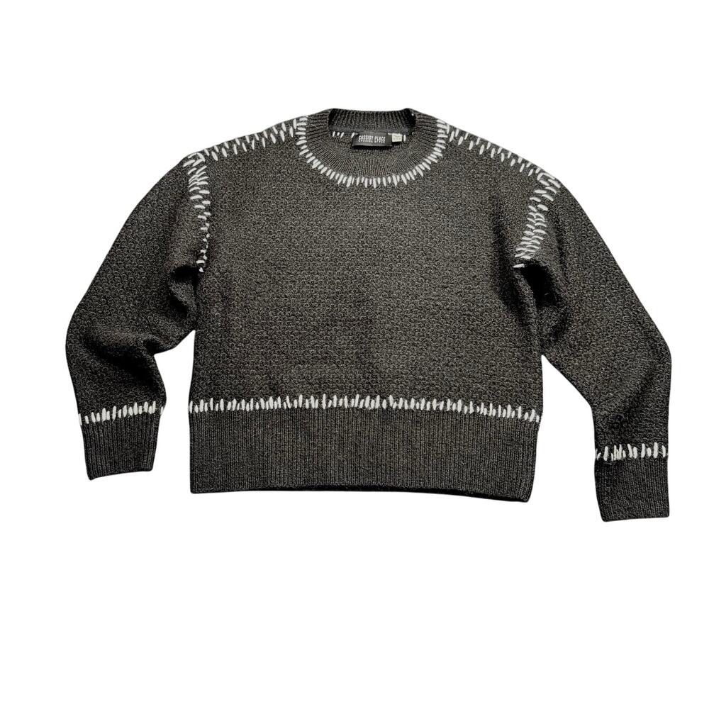 Cassidy Place Knit Sweater Crewneck Gray Stitching Boho Whimsigoth XS